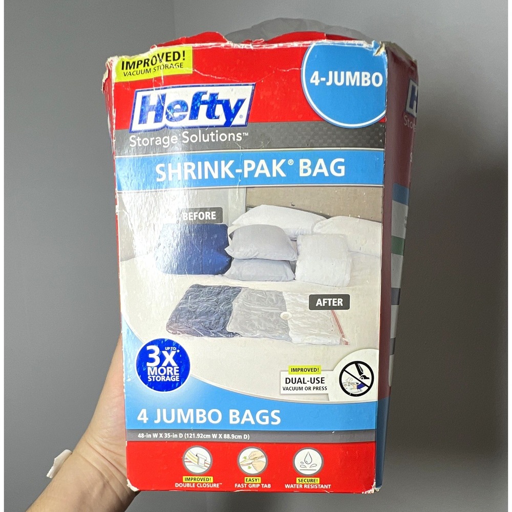 Hefty SHRINK-PAK Jumbo Vacuum Storage Bags ONLY 3!!! Clear, Unused, Reusable